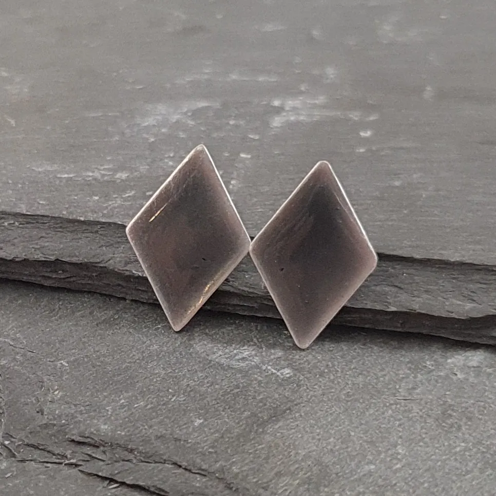 Geometric Enamelled Earrings in Sterling Silver on cards