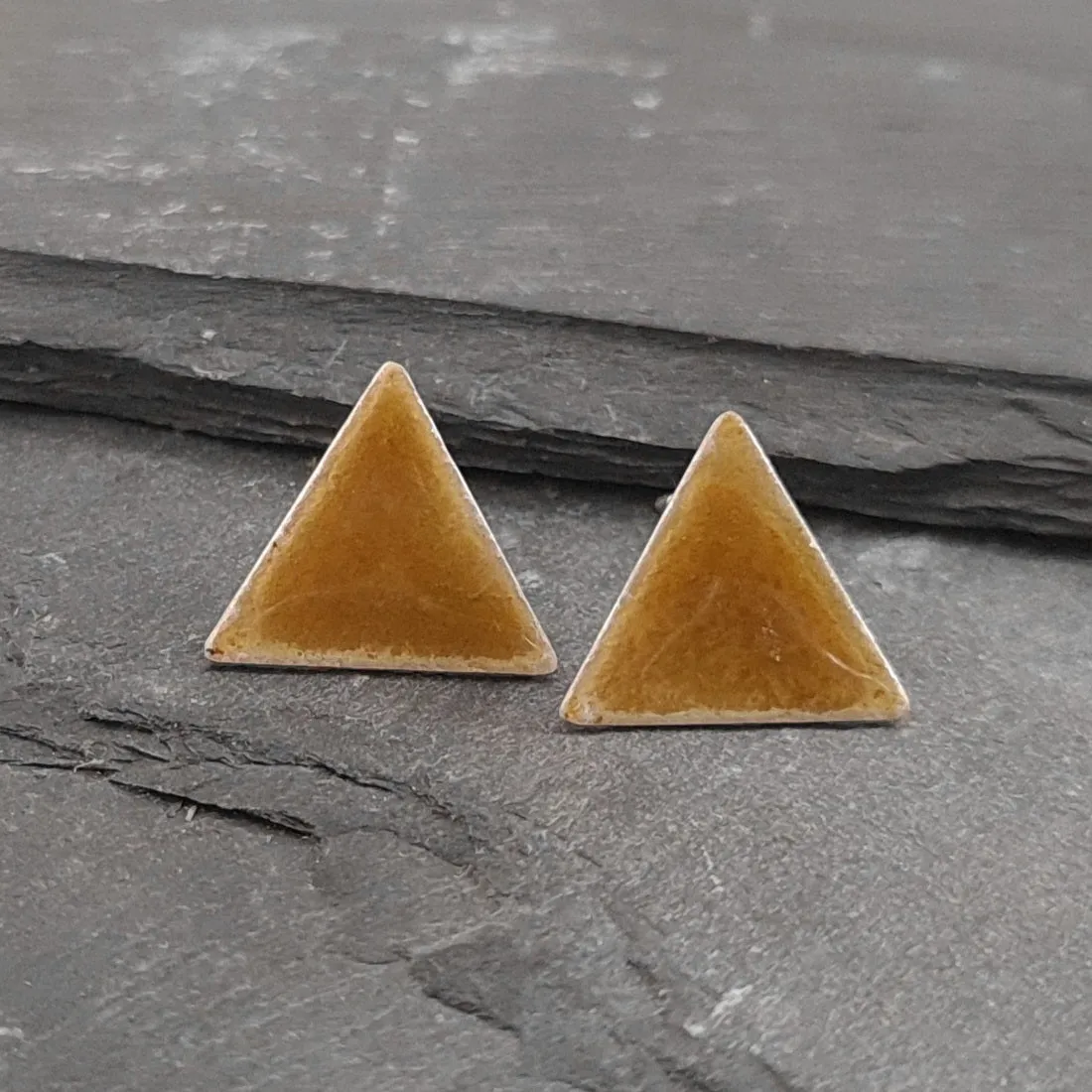 Geometric Enamelled Earrings in Sterling Silver on cards