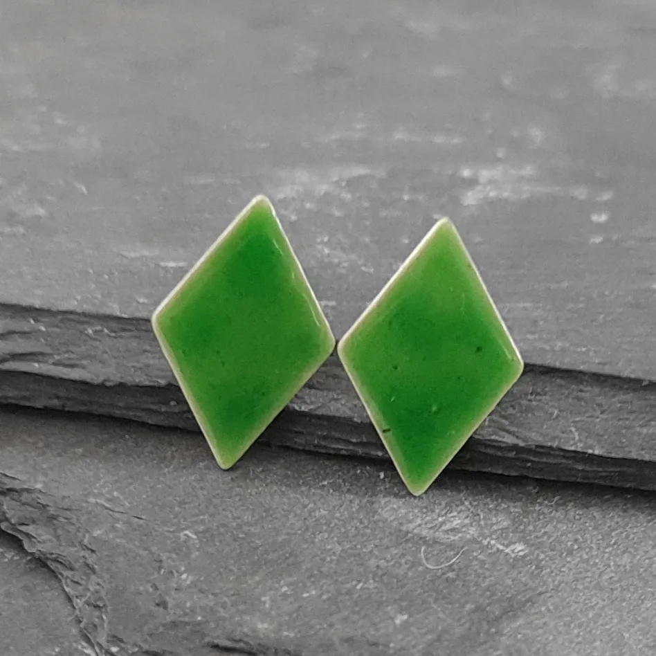 Geometric Enamelled Earrings in Sterling Silver on cards