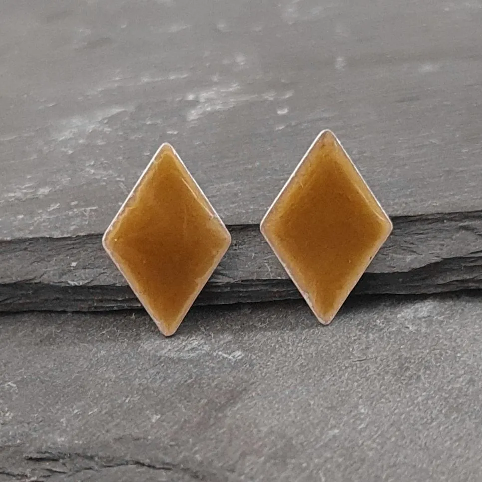 Geometric Enamelled Earrings in Sterling Silver on cards