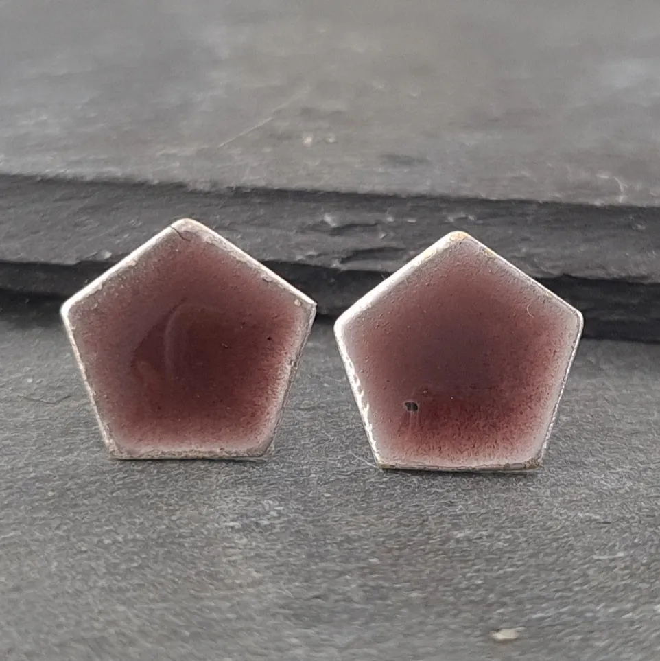 Geometric Enamelled Earrings in Sterling Silver on cards