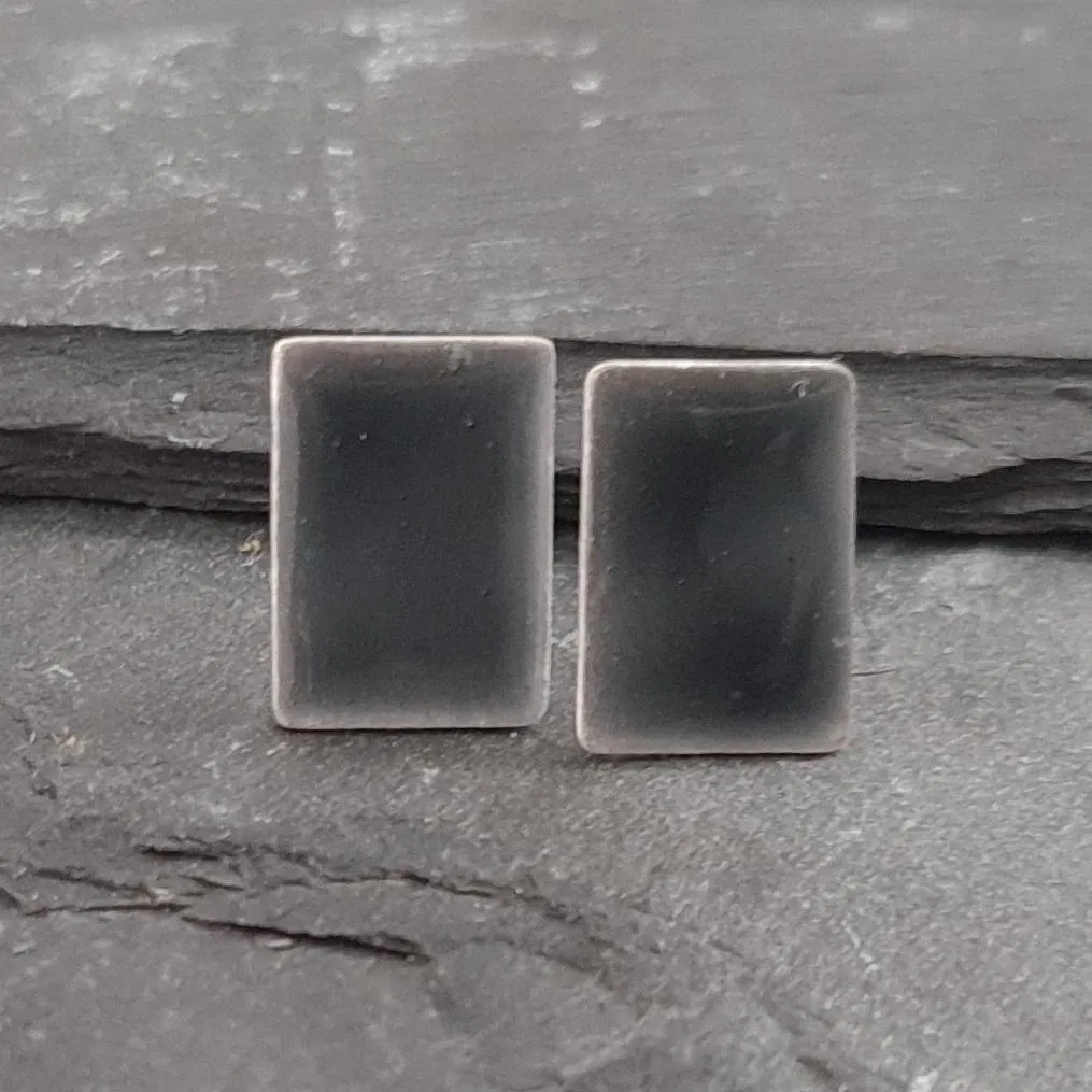 Geometric Enamelled Earrings in Sterling Silver on cards