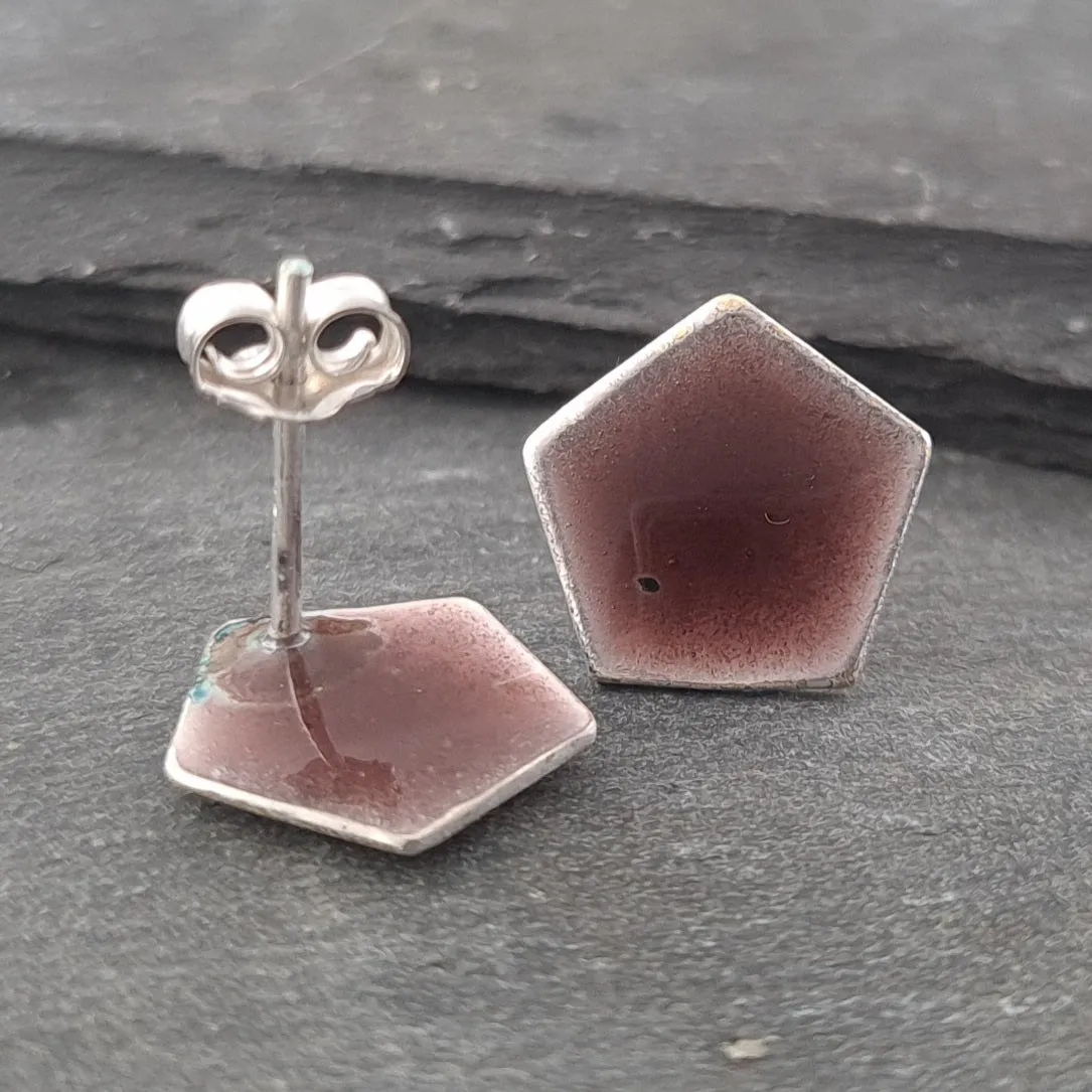 Geometric Enamelled Earrings in Sterling Silver on cards