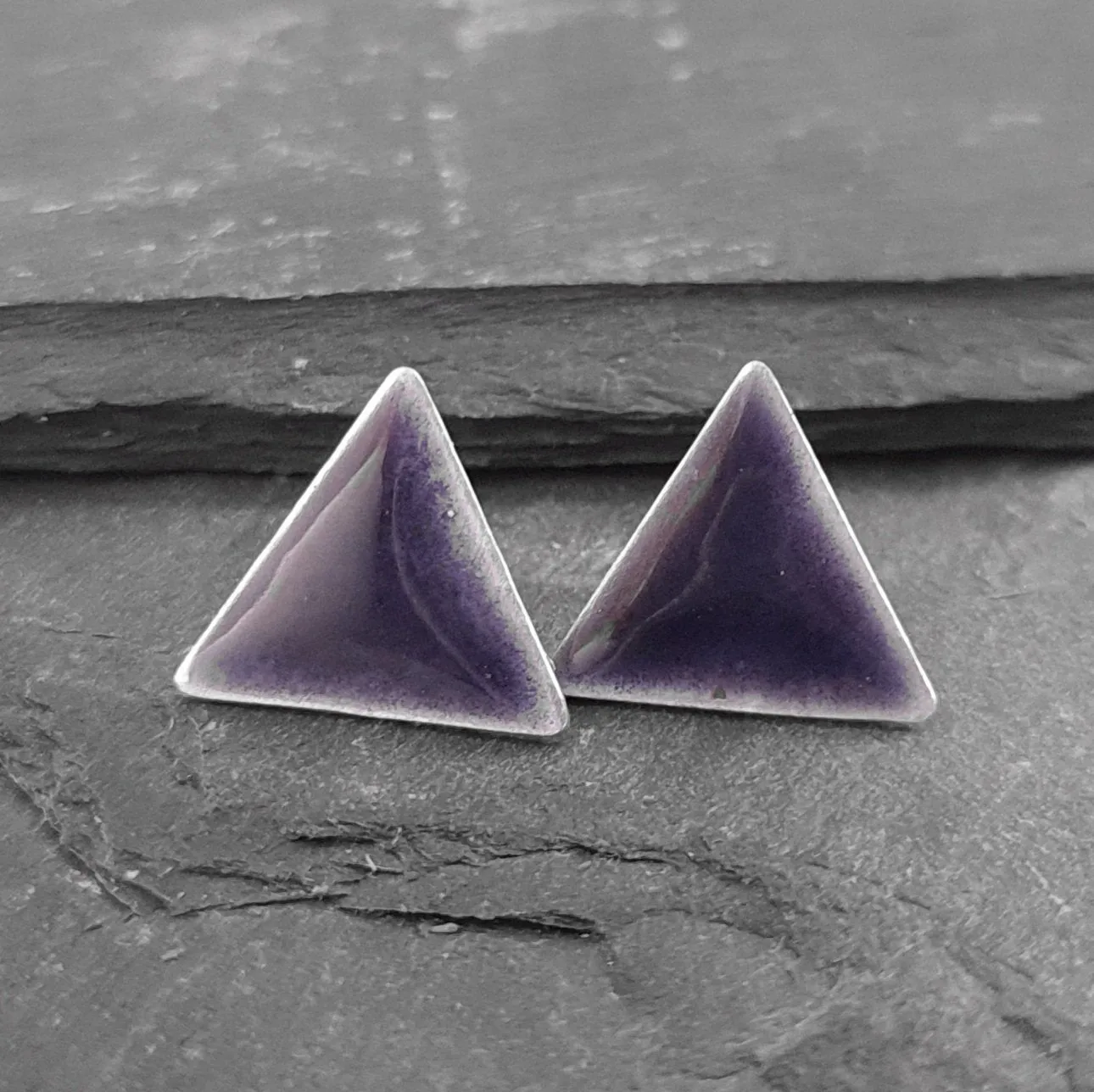 Geometric Enamelled Earrings in Sterling Silver on cards