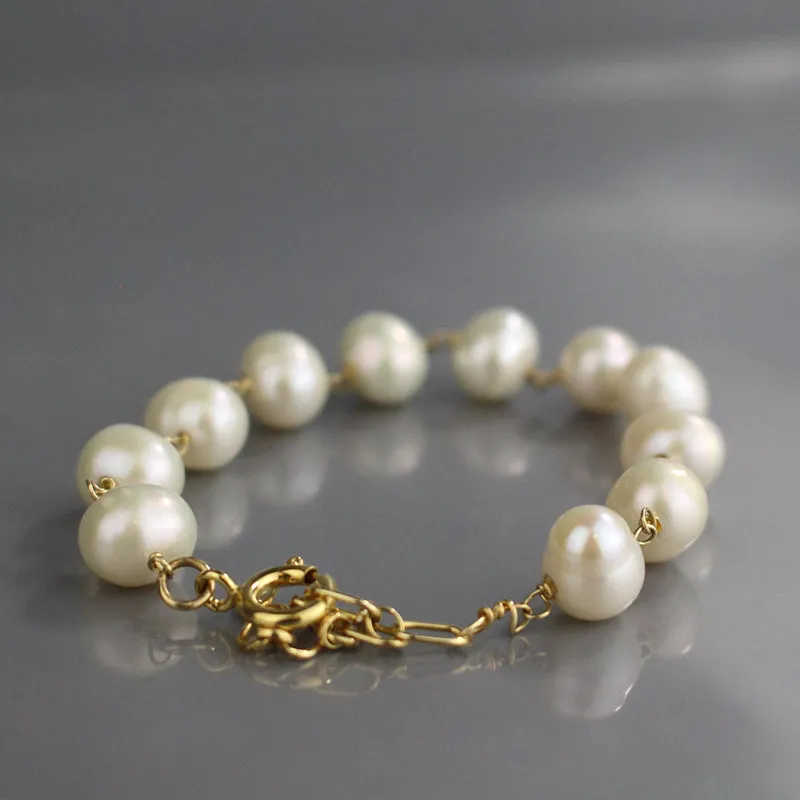 Gold Filled Pearl Chain Bracelet