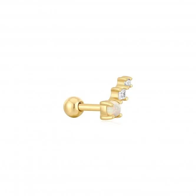 Gold Kyoto Opal Climber Barbell Single Earring E047-02G