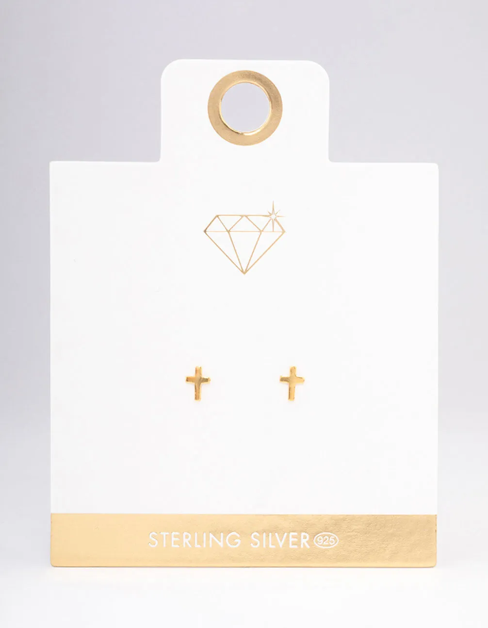 Gold Plated Sterling SIlver Mini Cross Stud Earrings