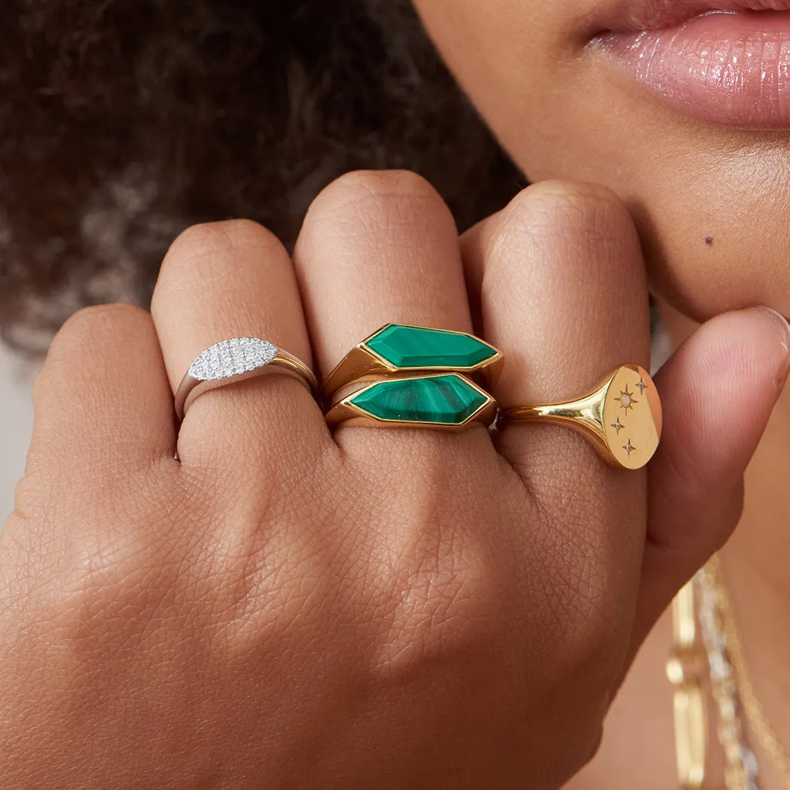 Gold Starry Kyoto Opal Adjustable Signet Ring