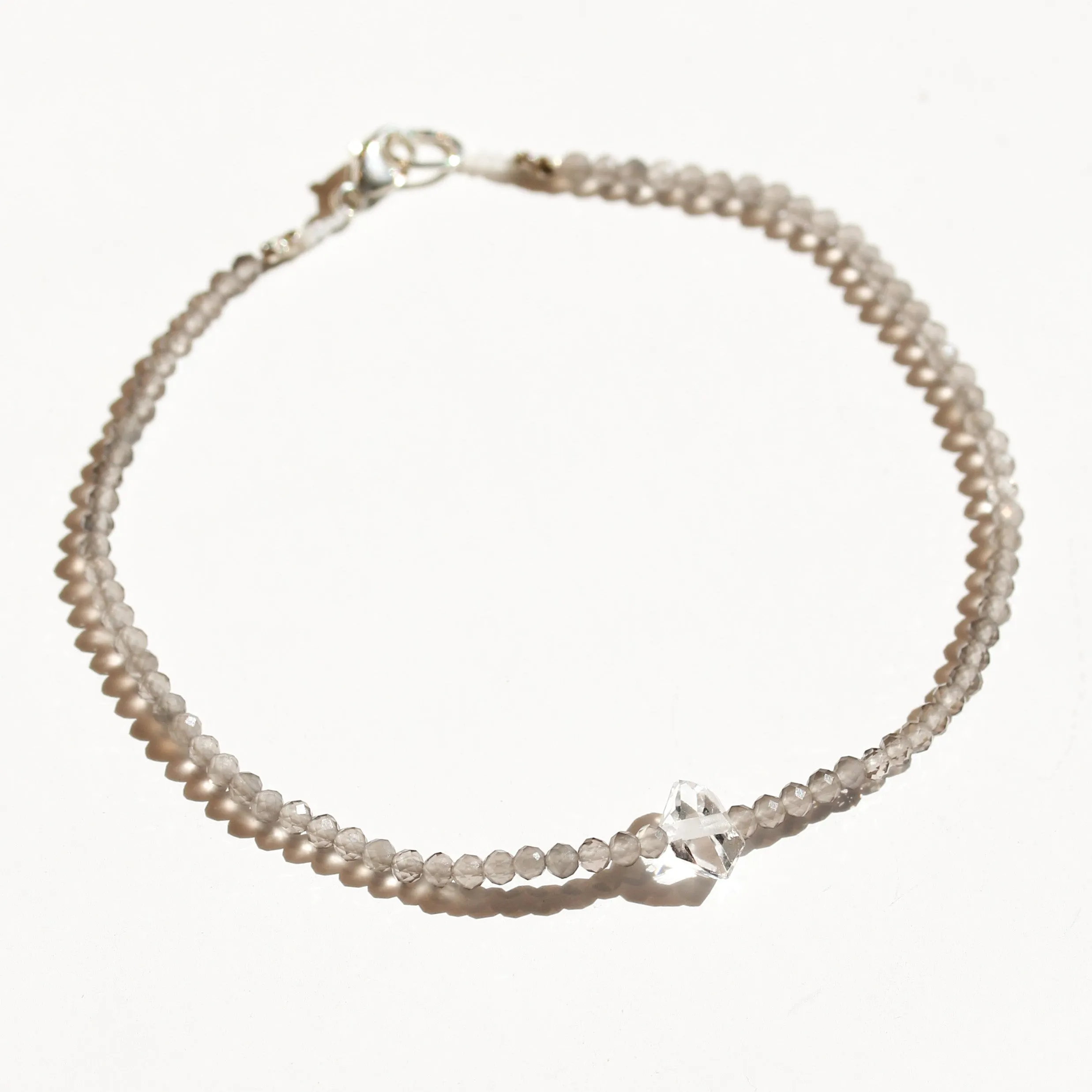 Grey Moonstone   Herkimer Bracelet No.10