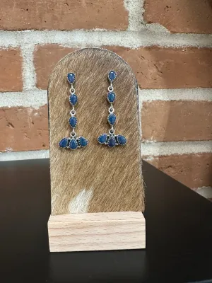 Handmade Navy Fire Opal and Sterling Silver Handmade Dangles