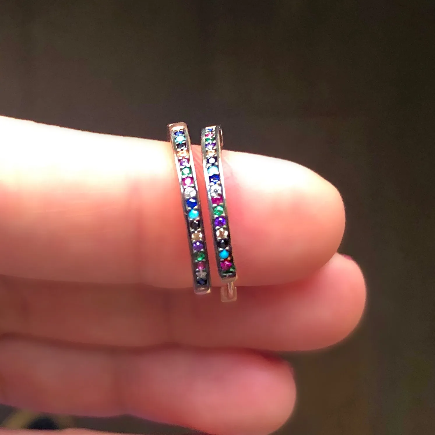 Hoop earrings with small pave-set stones