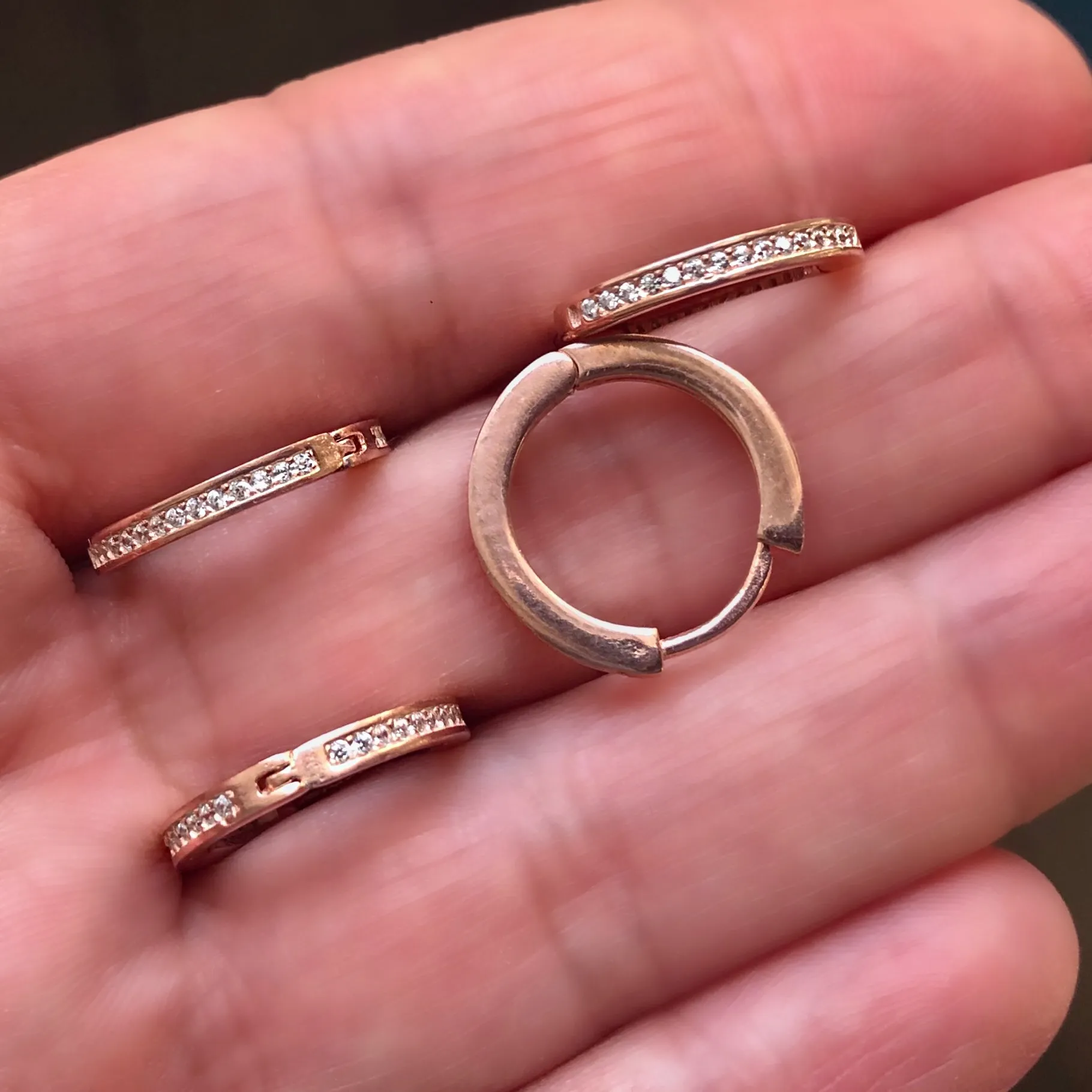 Hoop earrings with small pave-set stones