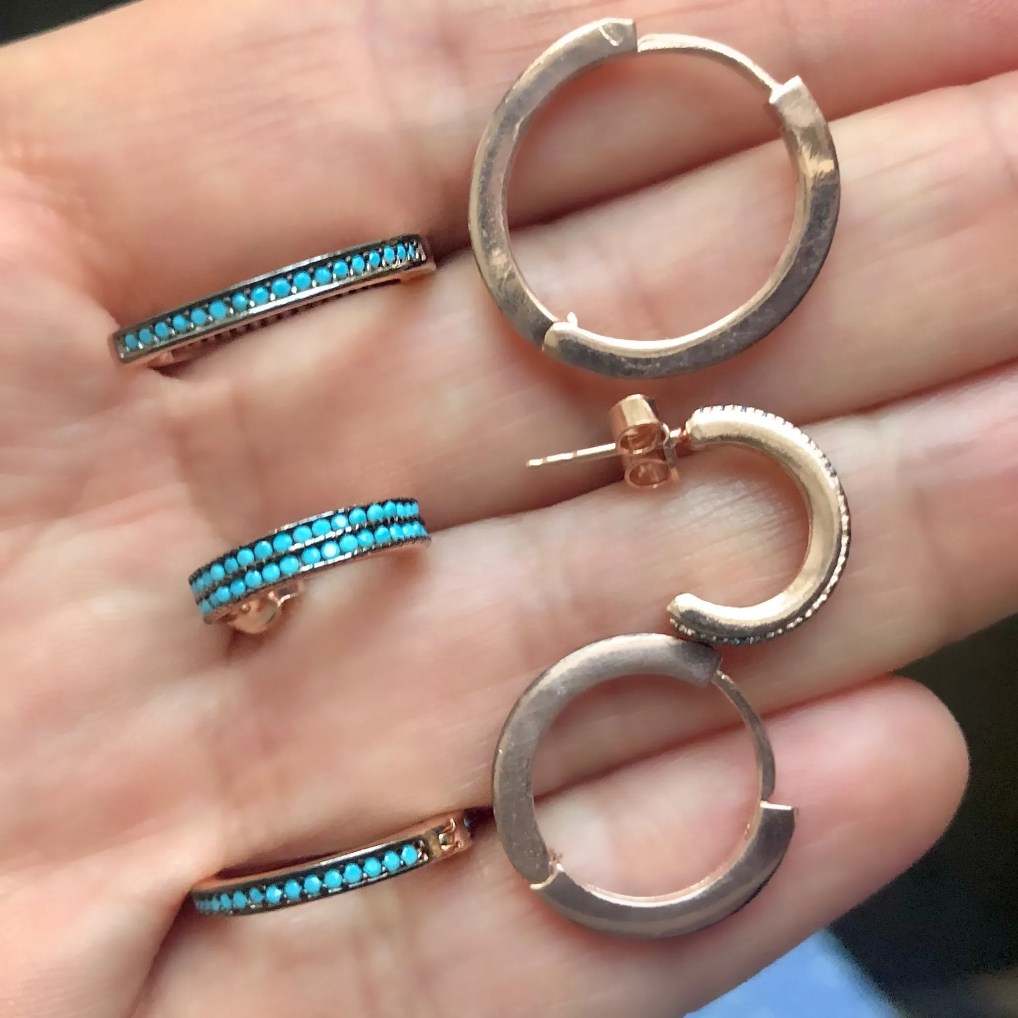 Hoop earrings with small pave-set stones