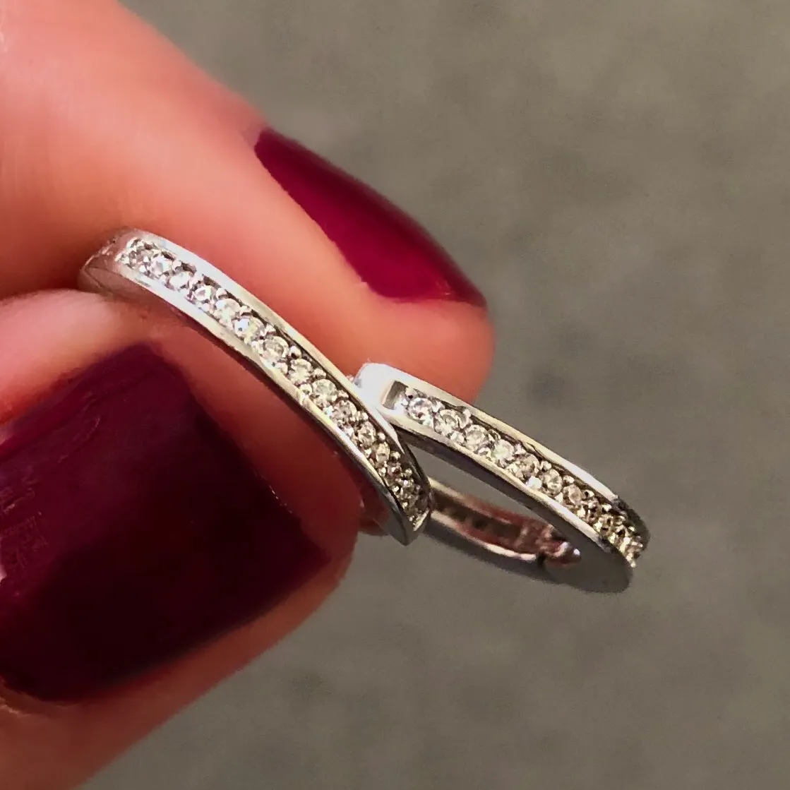 Hoop earrings with small pave-set stones