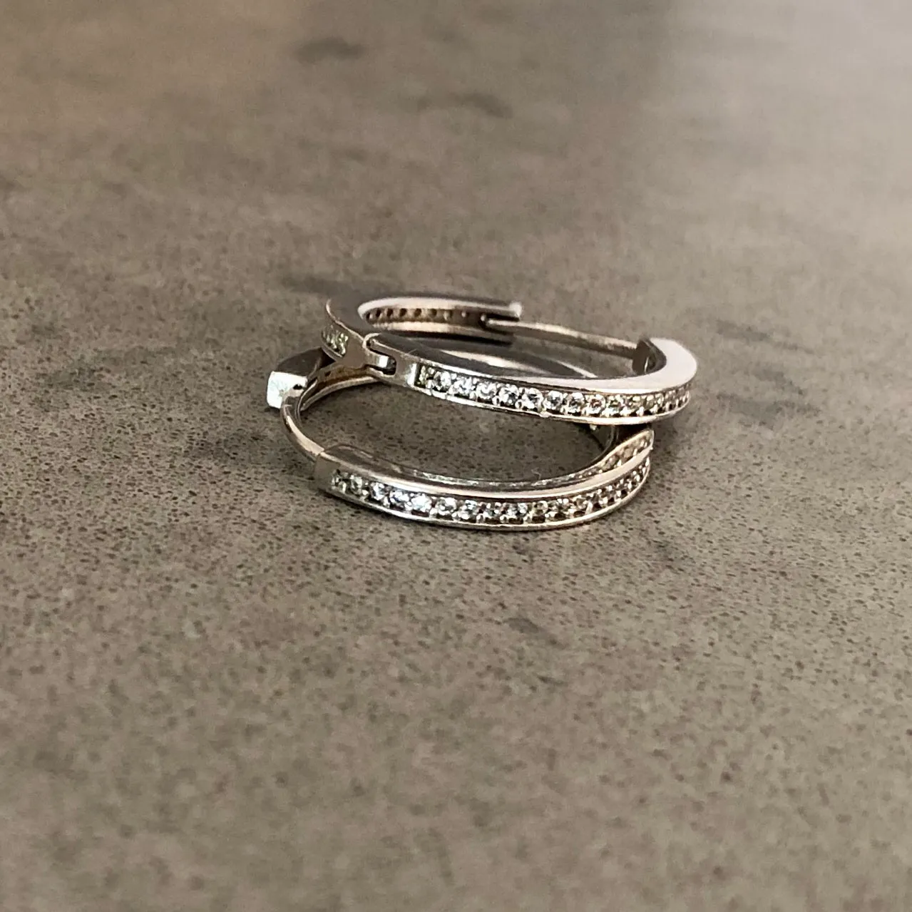 Hoop earrings with small pave-set stones