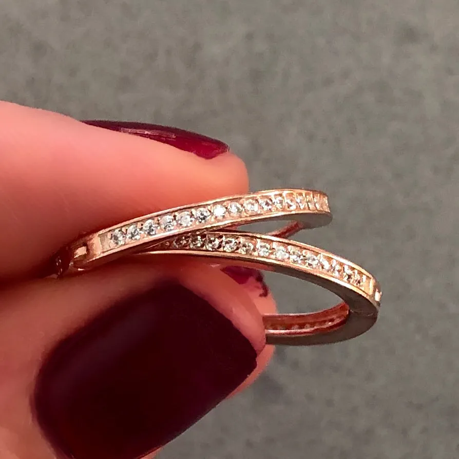 Hoop earrings with small pave-set stones