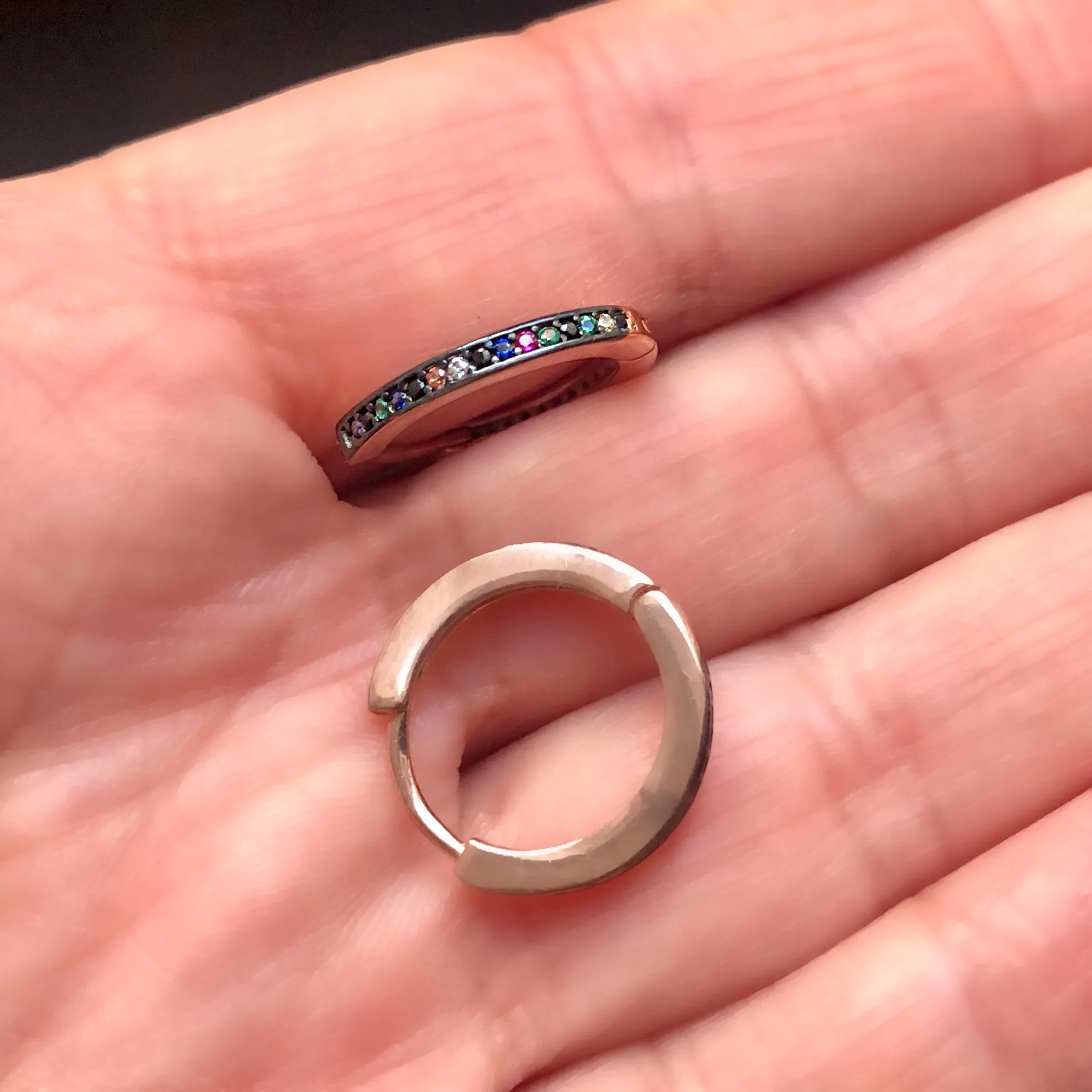 Hoop earrings with small pave-set stones