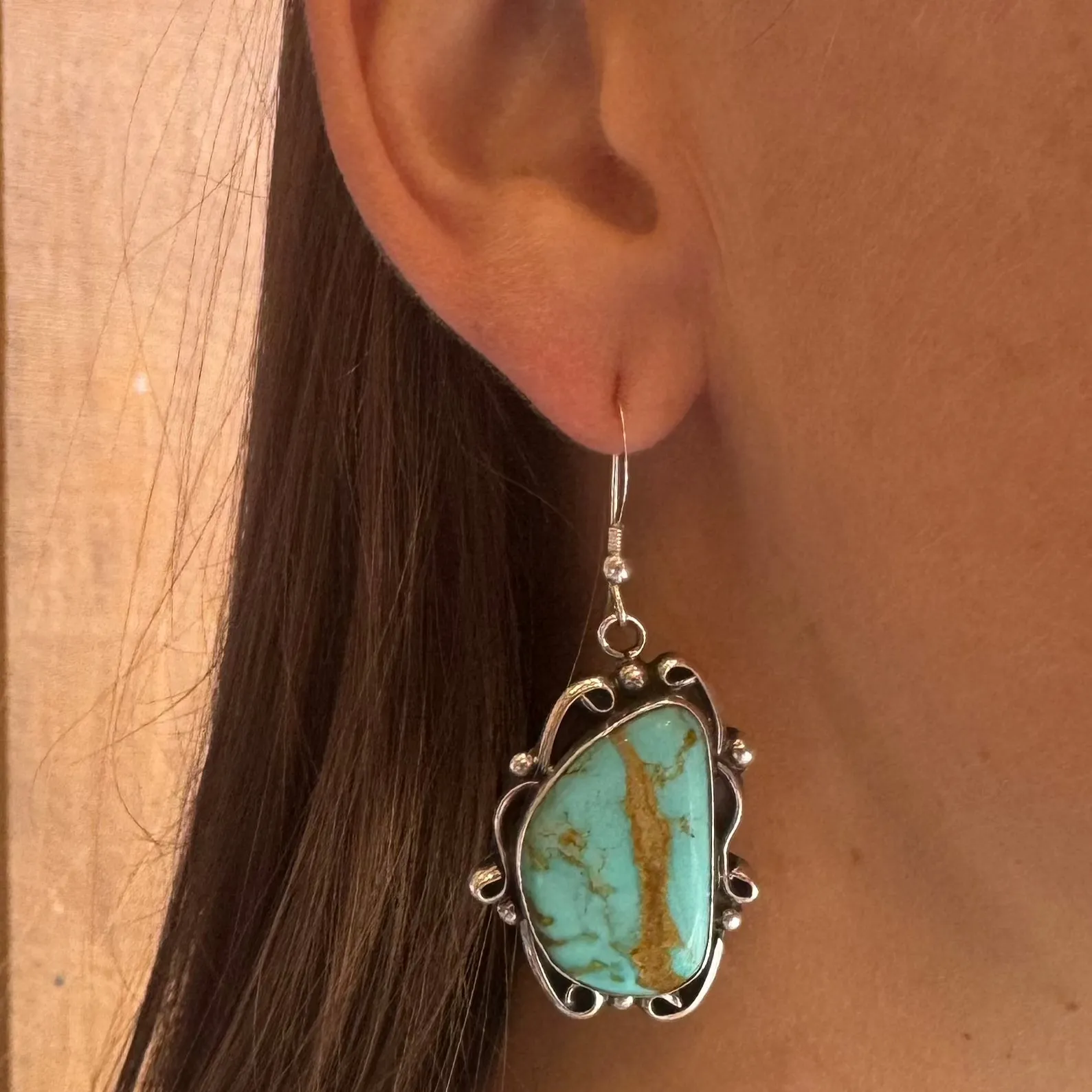 HP #0873 NAVAJO ELOUISE KEE TURQUOISE DANGLE EARRINGS