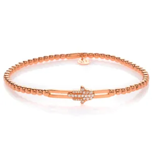 Hulchi Belluni Fidget Bracelet with Hamsa Pave Diamond Moveable Station Rose Gold Stretch Stackable