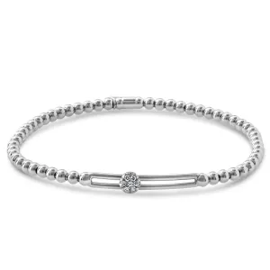 Hulchi Belluni Stretch Bracelet with Single Pave Diamond Moveable Station