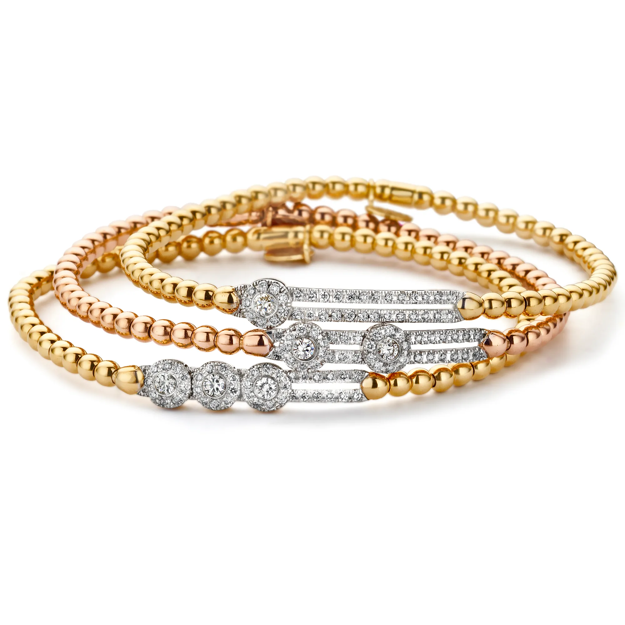 Hulchi Belluni Stretch Bracelet with Single Pave Diamond Moveable Station