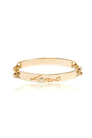 ID Bracelet With Diamond LOVE in Yellow Gold