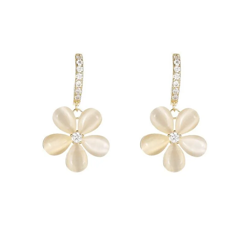 Impeccable Flower Petal Opal Earrings