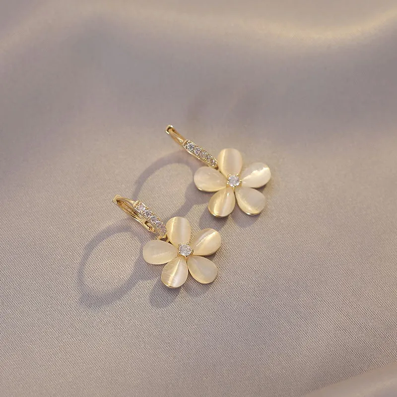 Impeccable Flower Petal Opal Earrings