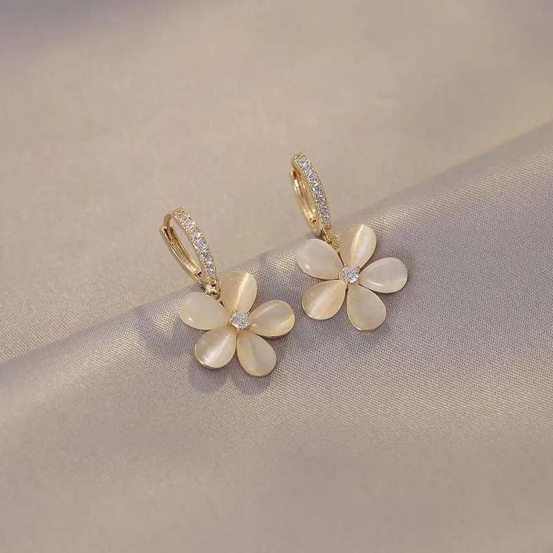 Impeccable Flower Petal Opal Earrings