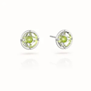 Jalan Besar Small Stud Earrings - Sterling Silver - Peridot