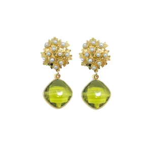 Jardin Hydrangea Moss Peridot Earrings