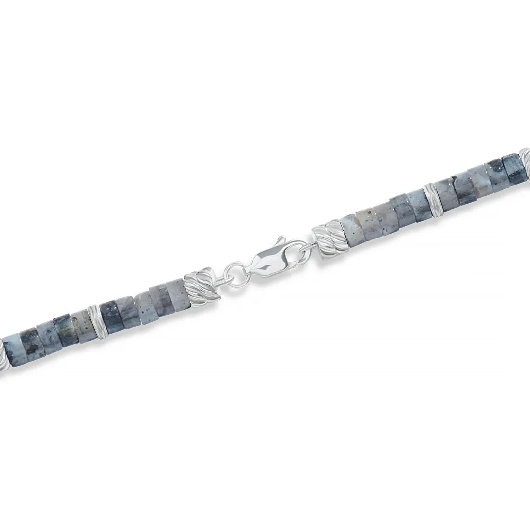 Jasper Heishi Beaded Necklace - Solid Silver