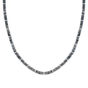 Jasper Heishi Beaded Necklace - Solid Silver