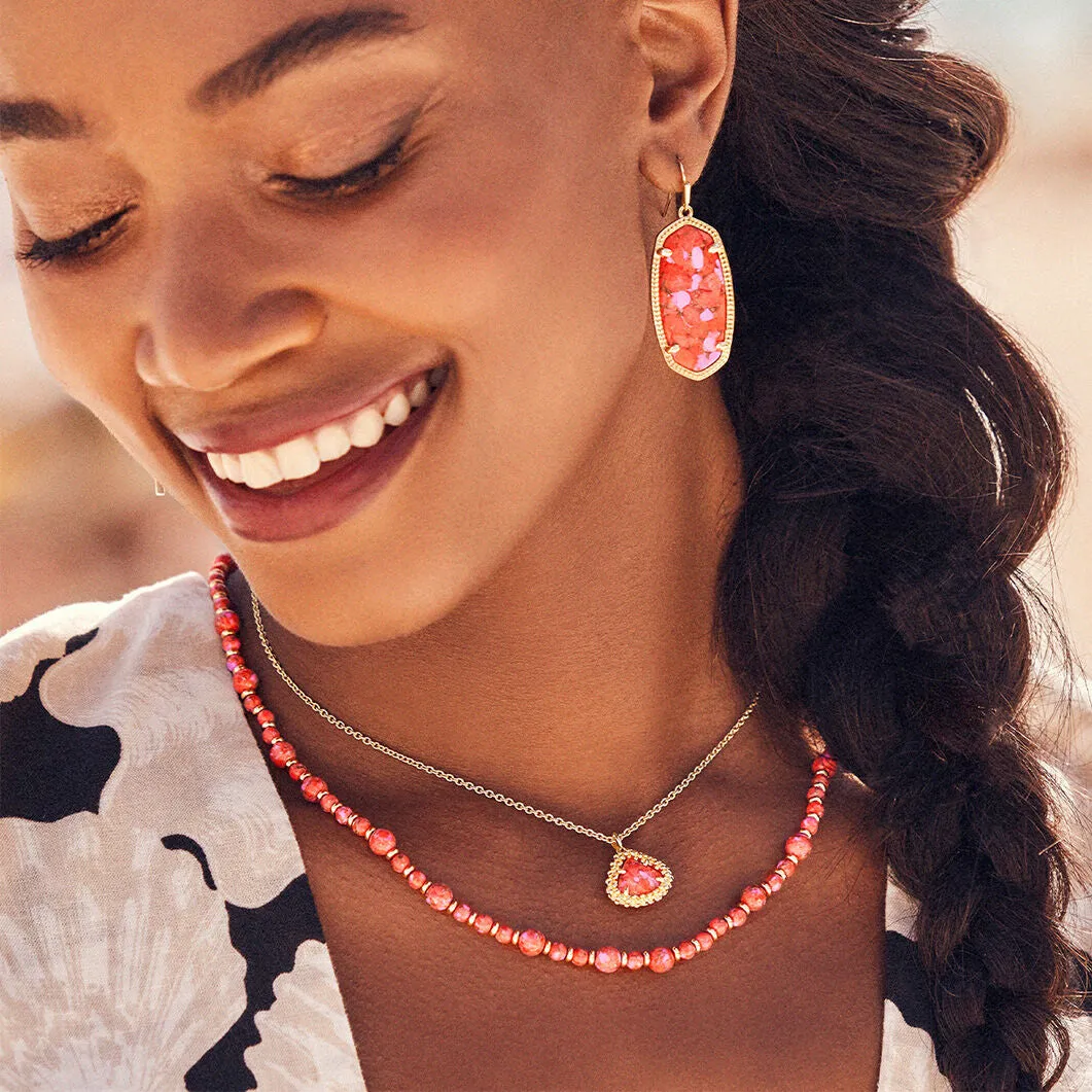 Jovie Beaded Strand Necklace in Bronze Veined Red & Fuschia Magnesite