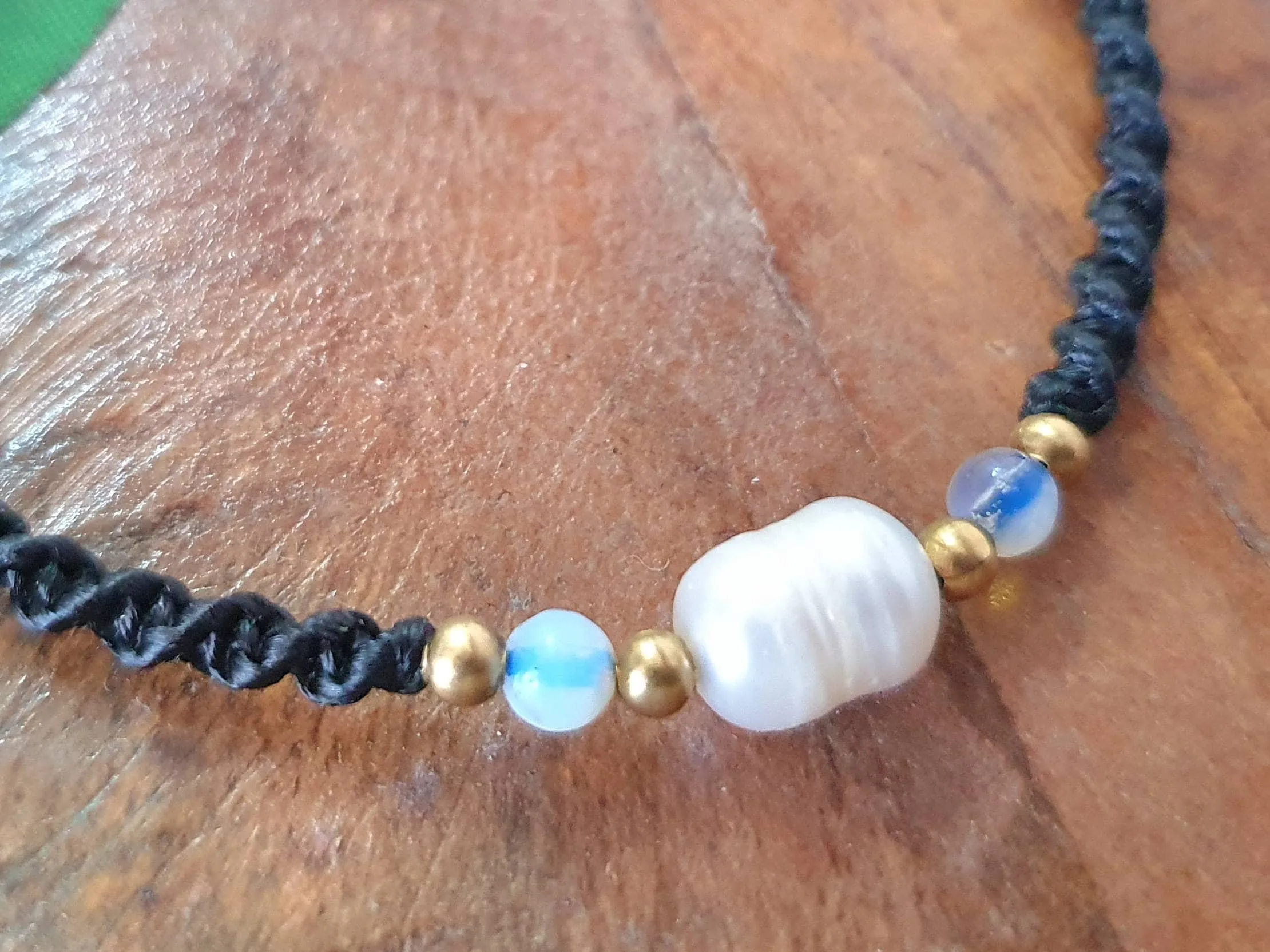 June birthstone bracelet, pearl moonstone bracelet, June birthday, macrame bracelet for women, beaded boho Thai bracelet, minimalist jewellery