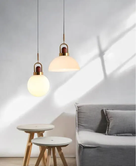 Kajet Wood Top Glass Shade Pendant Lamp