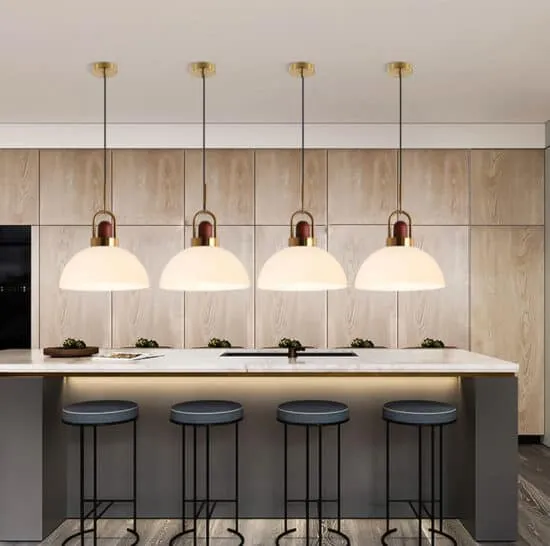 Kajet Wood Top Glass Shade Pendant Lamp