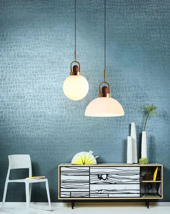 Kajet Wood Top Glass Shade Pendant Lamp