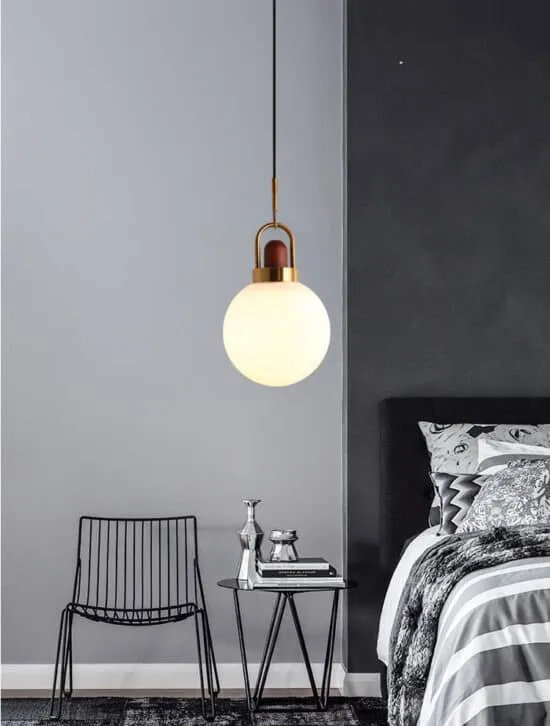 Kajet Wood Top Glass Shade Pendant Lamp