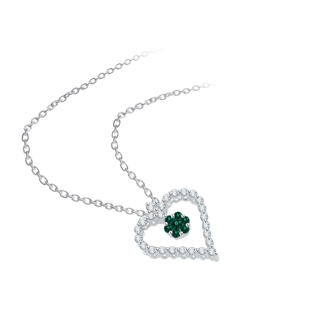 KATARINA 3/8 cttw Gemstone and Diamond Heart Pendant Necklace