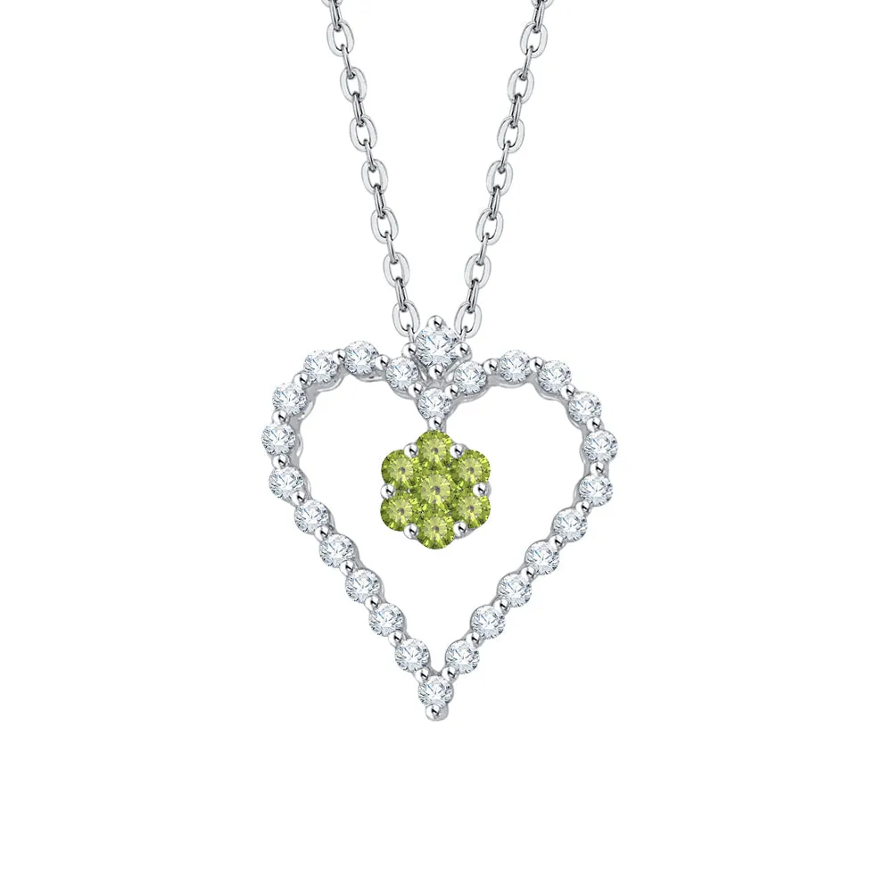 KATARINA 3/8 cttw Gemstone and Diamond Heart Pendant Necklace