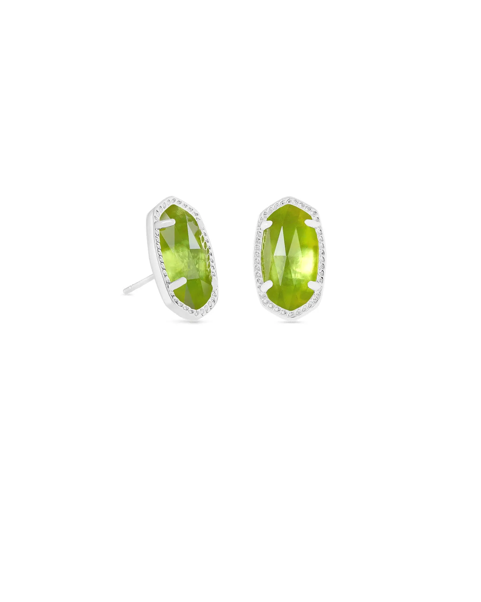 Kendra Scott  Ellie Stud Earrings Rhodium Peridot Illusion