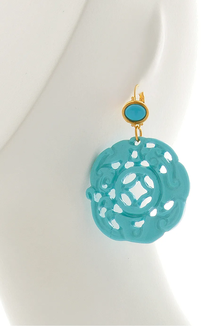 KENNETH JAY LANE Turquoise Carved Earrings