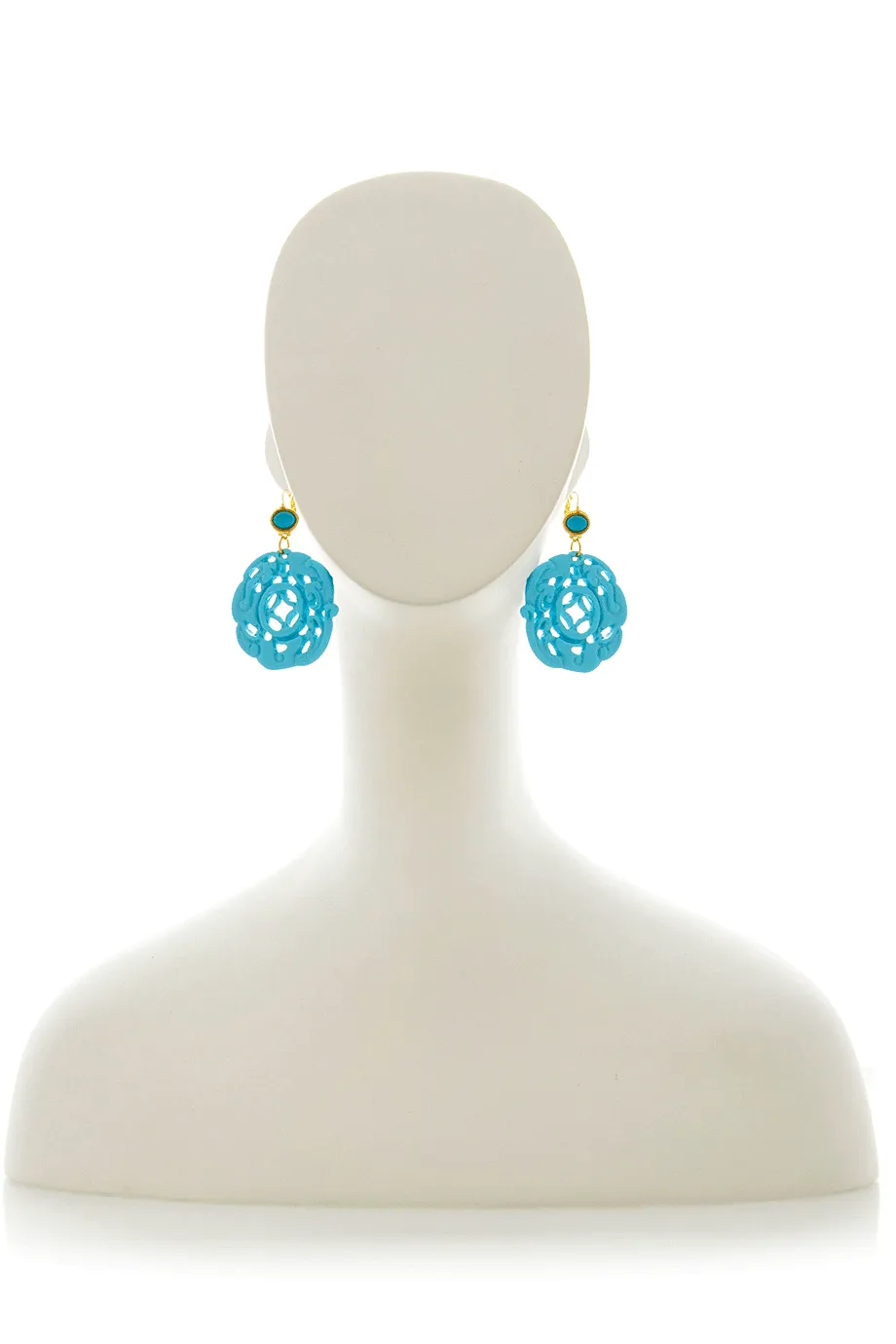 KENNETH JAY LANE Turquoise Carved Earrings