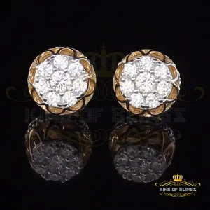 King of Bling's 1.14ct Cubic Zirconia 925 Yellow Silver Women's & Men's Hip Hop Flower Earrings