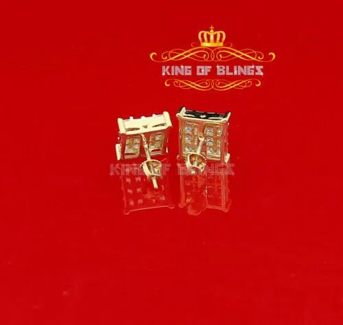 King of Bling's 925 Yellow Silver 2.88ct Cubic Zirconia Women's & Men's Hip Hop Square Earrings