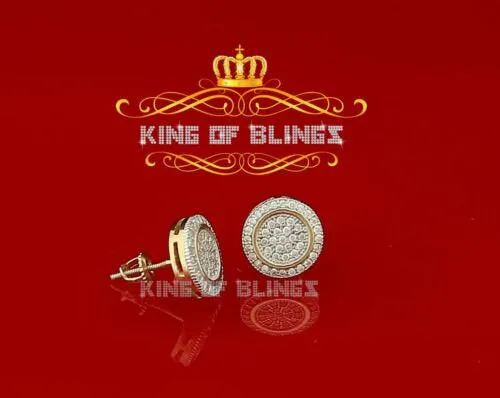 King of Bling's Elegant Yellow 925 Silver Screw Back 0.69ct Cubic Zirconia Round Women Earrings