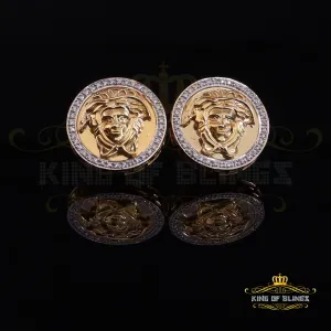 King  of Bling's Men's/Women's 925 Silver Yellow 0.50ct VVS 'D' Moissanite Medusa Stud Earrings