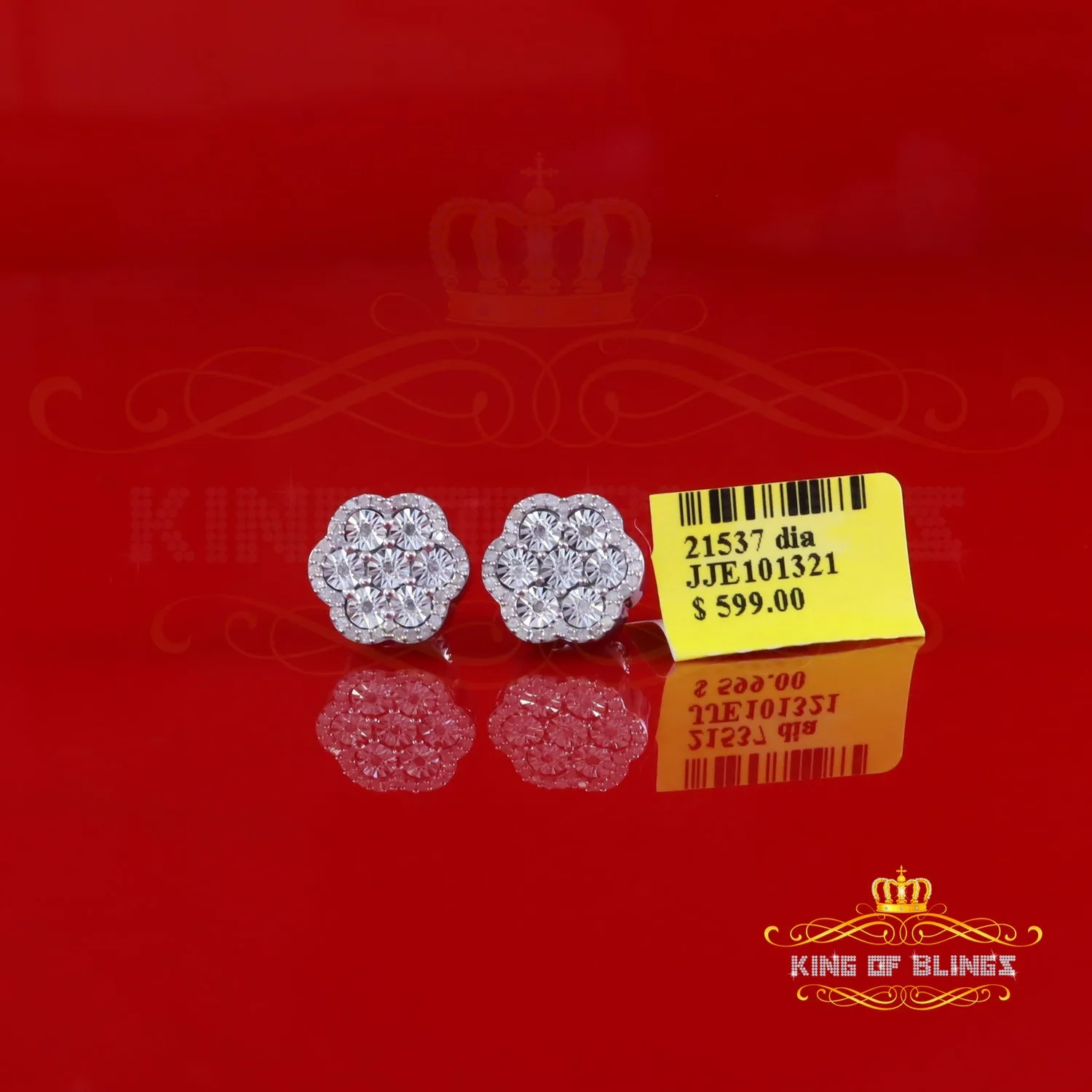 King Of Bling's New Miracle Set Small 0.40ct Diamond 925 Silver White for Men/Women Stud Earring