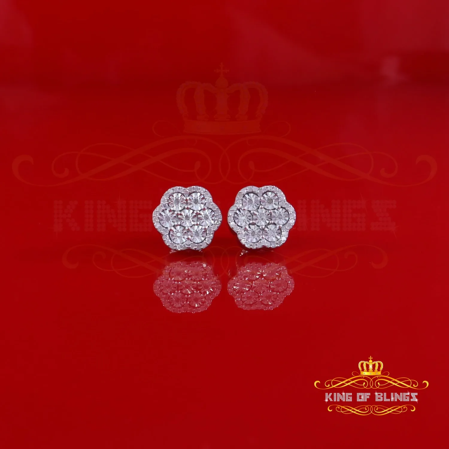 King Of Bling's New Miracle Set Small 0.40ct Diamond 925 Silver White for Men/Women Stud Earring